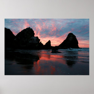 Poster Côte de l'Oregon Sunrise Beach Rocks Nature Photo