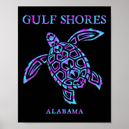 Poster Côte du Golfe Alabyma Rétro Tortues de mer Garçons (Devant)