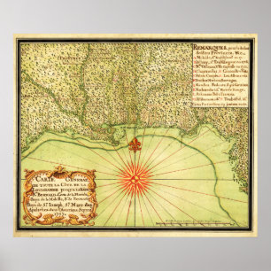 Poster Côte du Golfe de la carte unie de StatesPanoramic