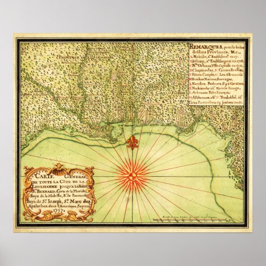 Poster Côte du Golfe des États-UnisCarte panoramique (Devant)