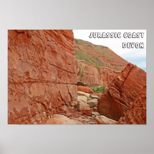 Poster Côte Jurassique roches rouges, Devon, Angleterre (Devant)