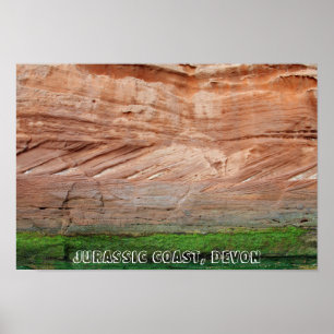 Poster Côte Jurassique roches rouges, Devon, Angleterre