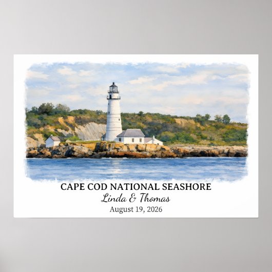Poster Côte nationale de Cape Cod Massachusetts Aquarelle (Devant)