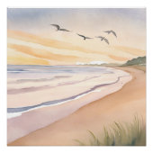 Poster Côte Océanique | Peinture aquarelle brillante (Devant)