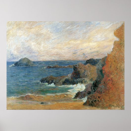 Poster Côte rocheuse de Paul Gauguin, Impressionnisme vin (Devant)