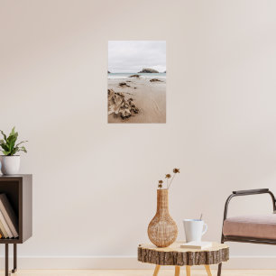 Poster Côte sablonneuse avec des rochers, esthétique océa