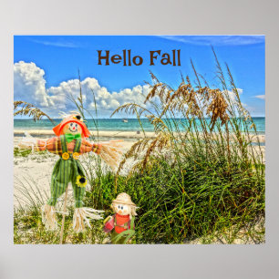 Poster Côte Sanibel Island Floride Plage & Scarecrow
