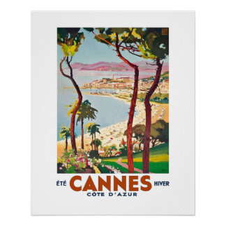 Poster Côte vintage d'Azur Cannes