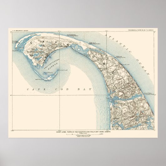 Poster Côtes Provincetown Truro et Wellfleet (Devant)