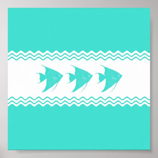 Poster Côtière Turquoise Bleu Bleu Bleu (Devant)