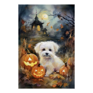 Poster Coton De Tulear Halloween Avec Peur Citrouille