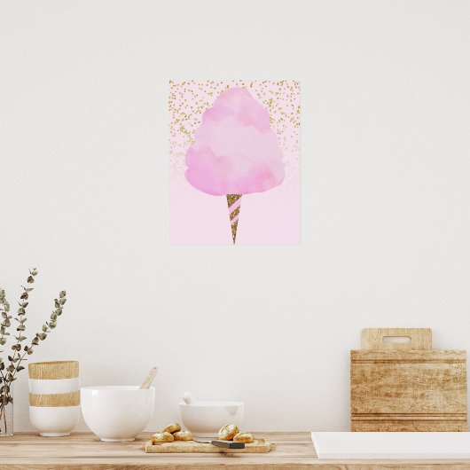Poster Coton rose Bonbons & Parties scintillant or mignon (Cuisine)