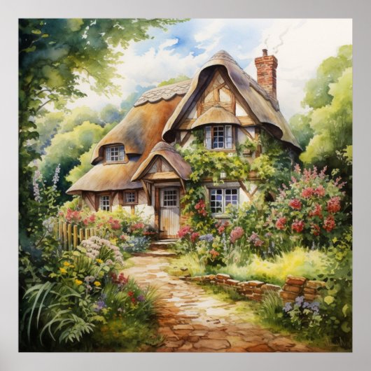 Poster Cottage anglais (Devant)