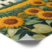 Poster Cottage au milieu des champs de tournesol (Coin)