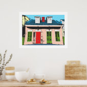Poster Cottage créole rose (Cuisine)