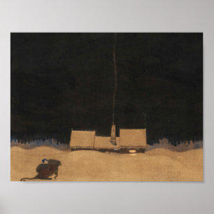 Poster Cottage de John Bauer-The au pied de la montagne