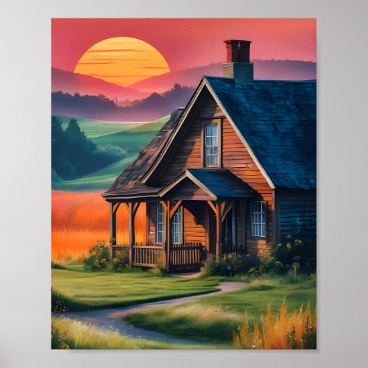 Poster Cottage Sunset (Devant)