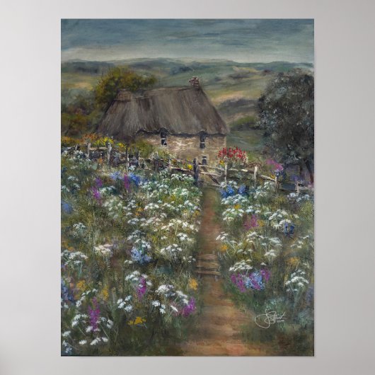 Poster Cottage sur une colline (Devant)