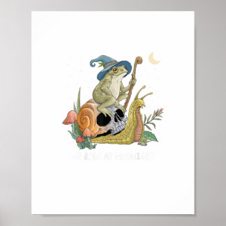 Poster Cottagecore Aesthetic Witch Frog Snail Mushroom Go
