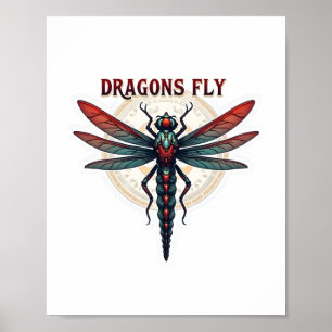 Poster Cottagecore Aesthétique Dragonfly Mushroom Witchen