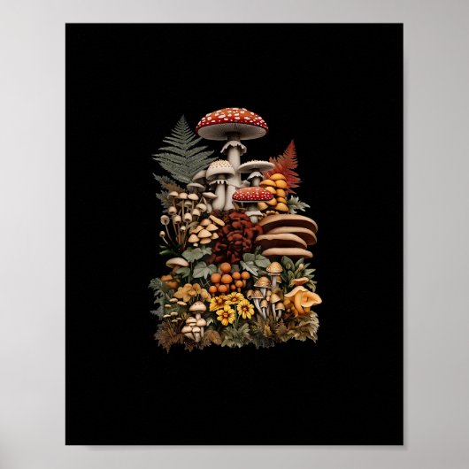 Poster Cottagecore  Goblincore Mushroom Foraging (Devant)