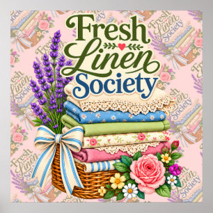 Poster Cottagecore Lessive Lavande Linge Floral