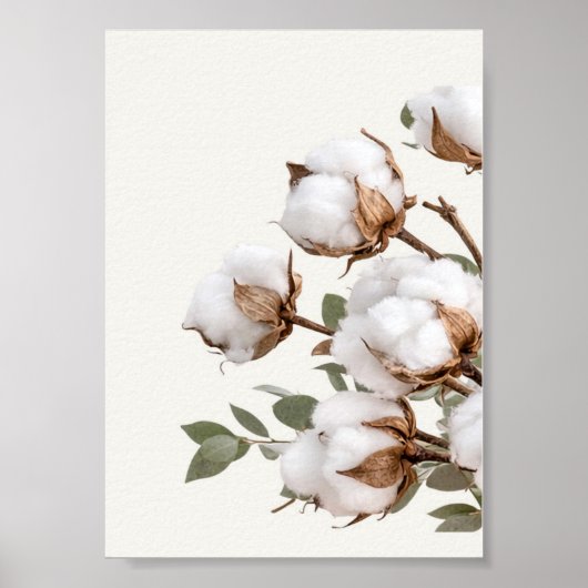 Poster Cotton Botanical Wall Ar| Neutral Farmhouse Print (Devant)