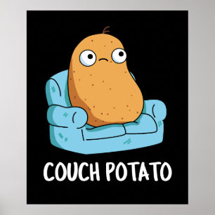 Poster Couch Potato Funny Potato Pun Dark BG
