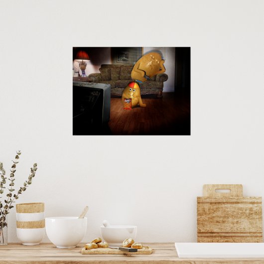 Poster Couch Potatoes With Father Asleep on the Couch (Cuisine)