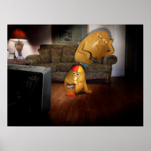 Poster Couch Potatoes With Father Asleep on the Couch