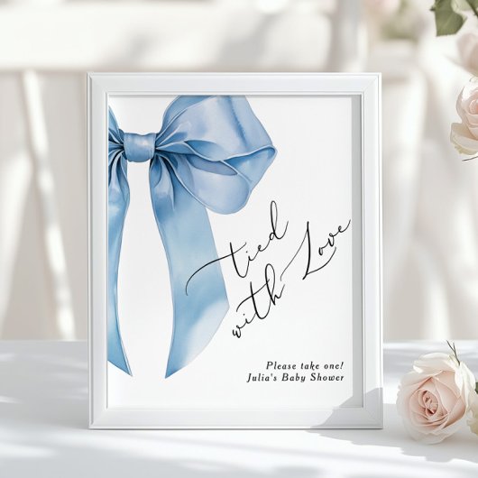 Poster Couché avec l'amour Blue Bow Favours Fête des mari