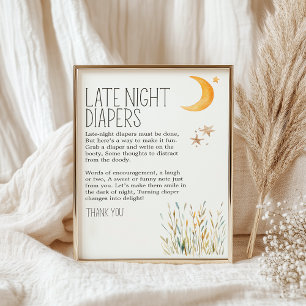 Poster Couche bébé Baby Shower Nuit tardive Couches