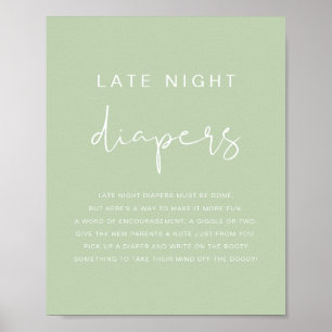 Poster Couche-culotte de nuit verte pastel vibrante LEAH