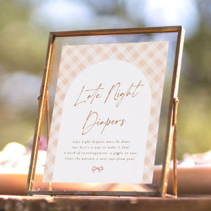 Poster Couche de Nuit Gingham Bébé Chou Baby Shower