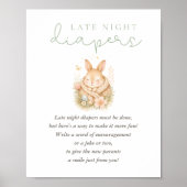 Poster Couche de nuit pour bébé Shower de Lapin Mignon (Devant)