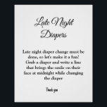 Poster couche tard la nuit jeu de baby shower<br><div class="desc">Conception</div>