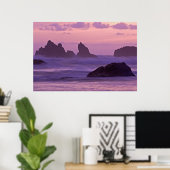 Poster Coucher de soleil à Bandon Beach Sea Stacks. (Bureau à domicile)
