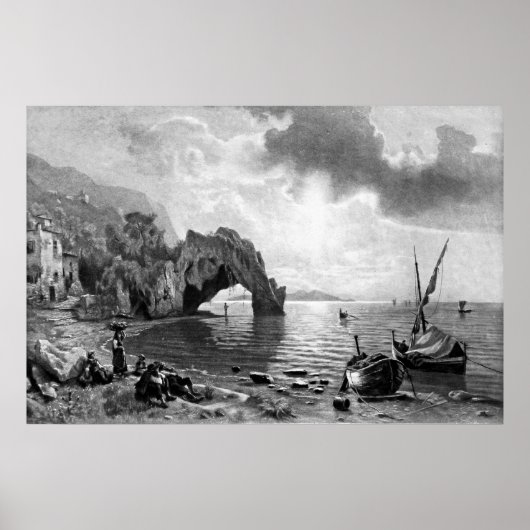 Poster ~ Coucher de soleil à Capri ~ Photogravure (Devant)