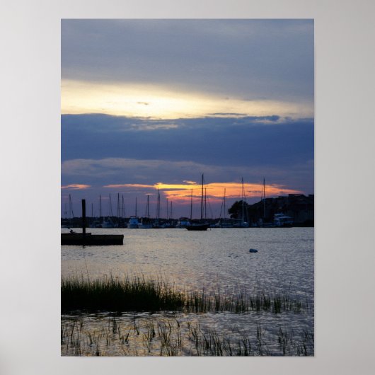 Poster Coucher de soleil à Folly Harbor (Devant)