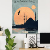 Poster Coucher de soleil à Istanbul - Silhouette de mosqu (Bureau à domicile)