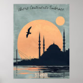 Poster Coucher de soleil à Istanbul - Silhouette de mosqu (Devant)