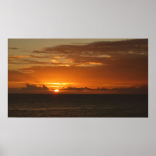 Poster Coucher de soleil à la mer I Paysage marin coloré 