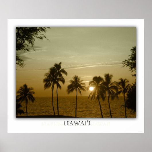 Poster Coucher de soleil à la plage d'Hapuna, Hawaï (Devant)