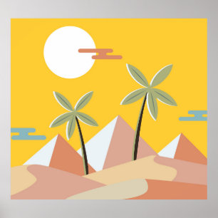 Poster Coucher de soleil à la pyramide égyptienne : Scène