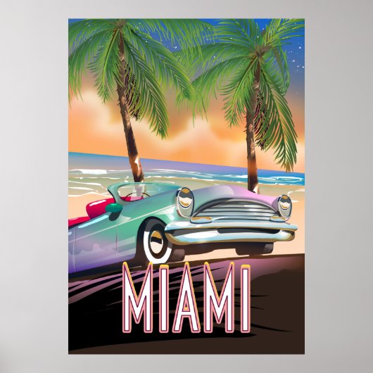 Poster Coucher de soleil à Miami (Devant)