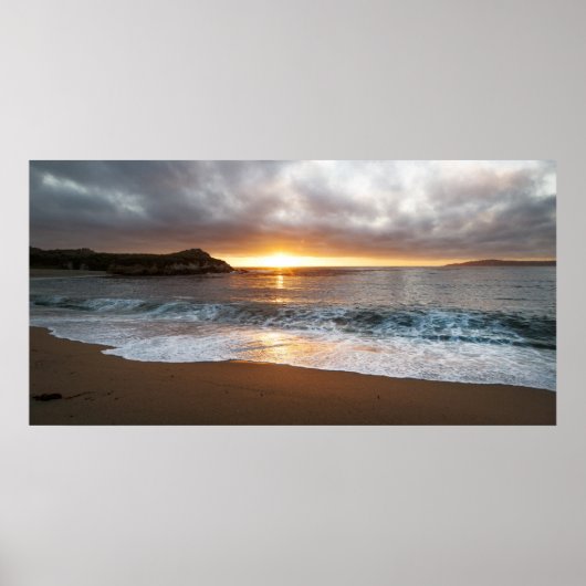 Poster Coucher de soleil à Monterey, la côte Pacifique de (Devant)