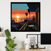 POSTER COUCHER DE SOLEIL À PÈRE NOËL MONICA #1 (Bureau à domicile)