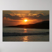 Poster Coucher de soleil à Praia Da Luz Beach, Algarve, P (Devant)