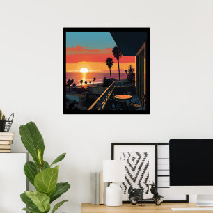 POSTER COUCHER DE SOLEIL À SANTA MONICA #1
