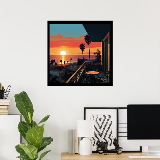 POSTER COUCHER DE SOLEIL À SANTA MONICA #1 (Bureau à domicile)